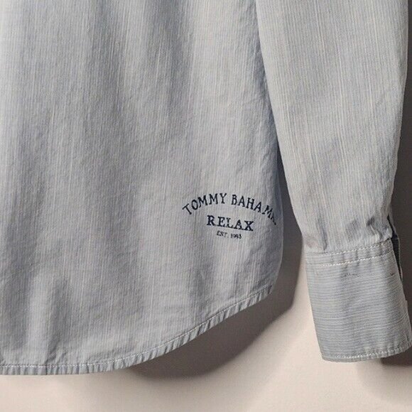 Tommy Bahama Relax Blue Long Sleeve Stripe Button Up Shirt Men XL X-Large - Picture 7 of 9